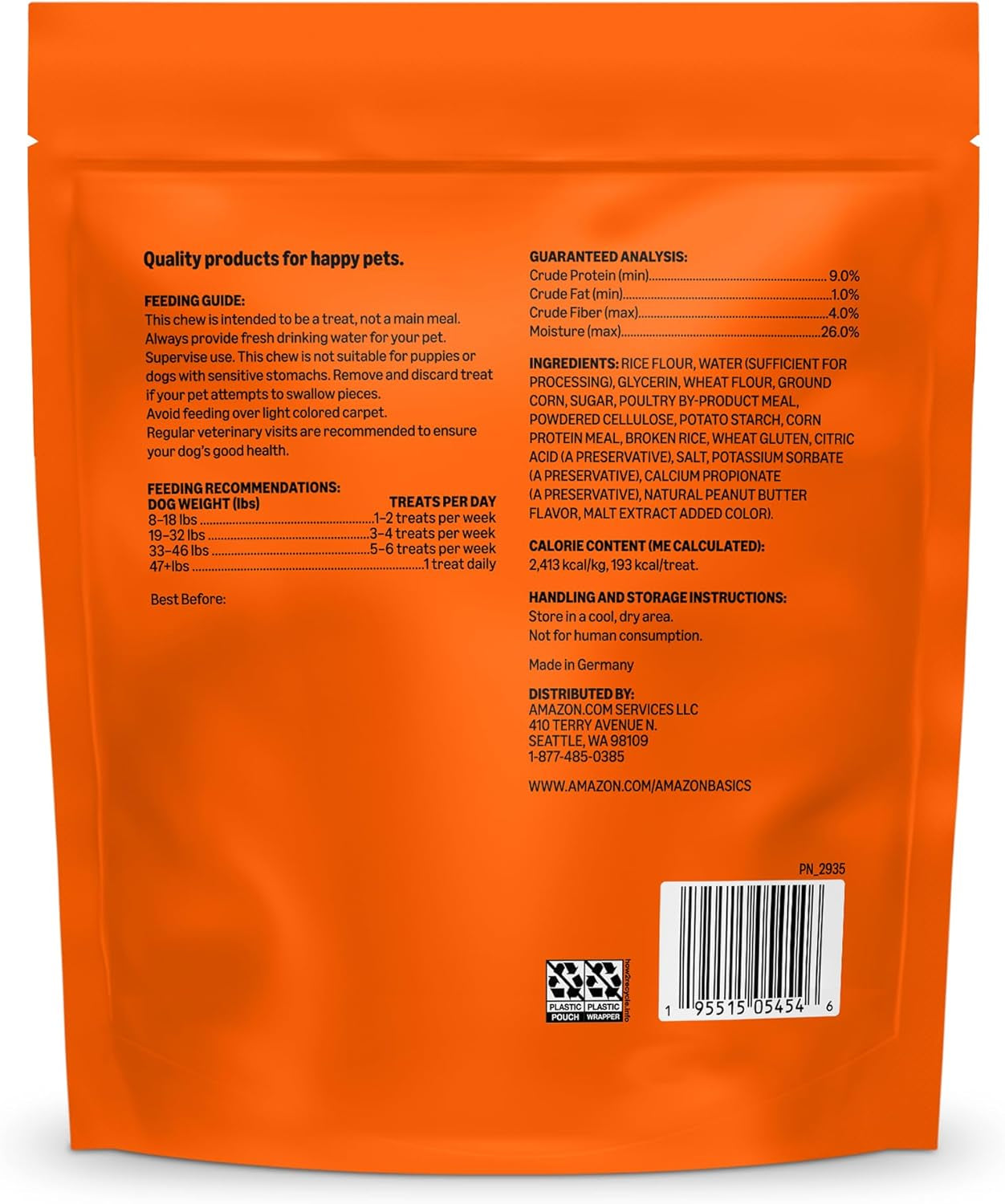 Double Chew Bone Dog Treats, Peanut Butter - 8 Count, 1 Pack