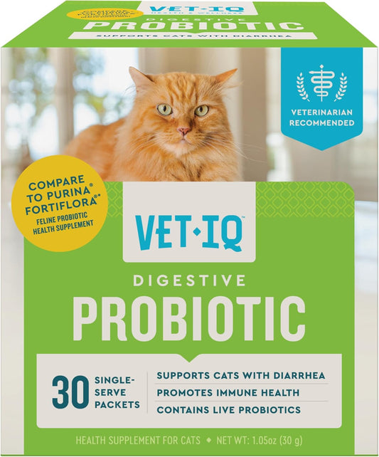 Digestive Probiotic for Cats 30-Pack Single-Serve Chicken Liver Flavored Powder Packets - Cat Probiotics for Diarrhea, Indoor Cats, Immune Support and Daily Digestive Health