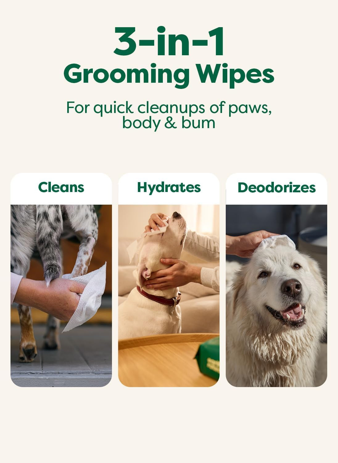 XL Pet Wipes for Dogs & Cats, Unscented Hypoallergenic, 60 Ct