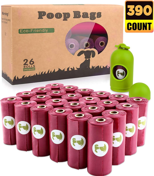 Dog Poop Bag 26 Rolls (390 Counts), Biodegradable Dog Waste Bags with 1 Free Dispenser, Eco-Friendly Leak Proof Pet Waste Disposal Refill Bags (Scented)