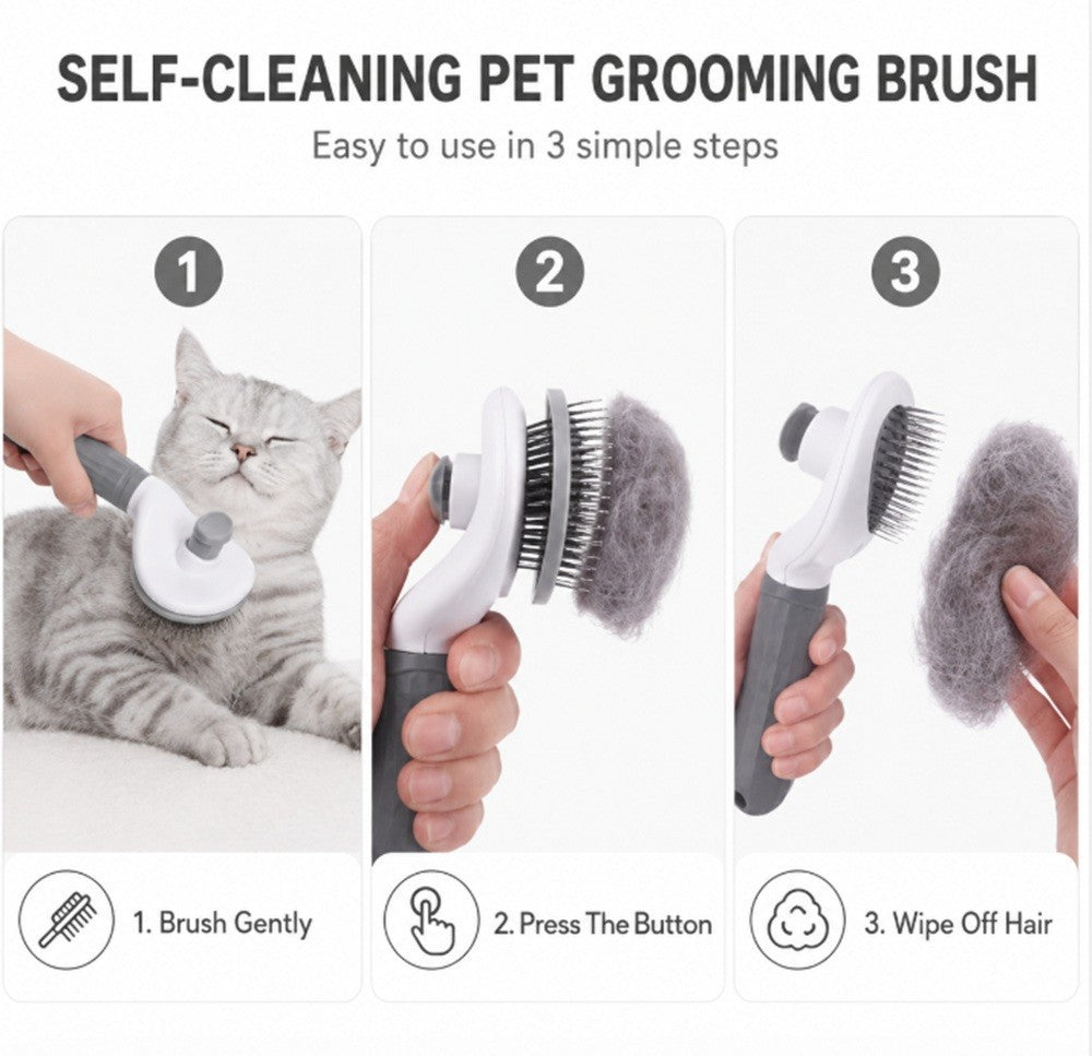Self-Cleaning Pet Hair Remover Brush and Deshedding Grooming Comb for Dogs and Cats