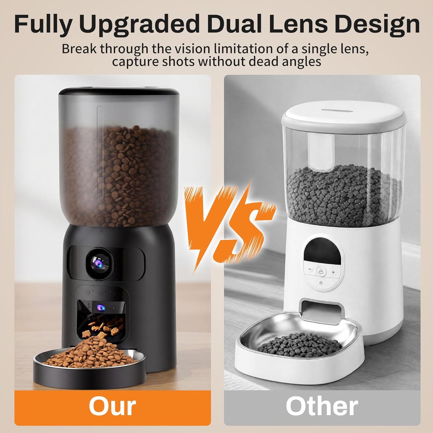 Automatic Cat Feeder with Dual Camera Gifts for Fathers Day, 5G Wifi App Control: 5L Automatic Dog Food Storage Container with 2K HD Video and Laser Pet Toy,Gift for Mom Dad Him Her Men Women