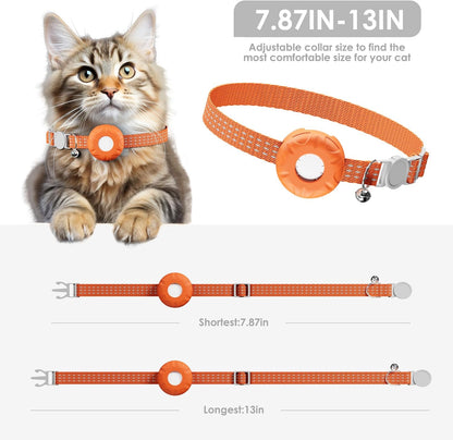 Cat Tracker, GPS Tracker, No Subscription Fee Pet Tracker, Compatible with Apple Find My App (Only Ios), Real-Time Location, Cat Trackers Collar with Safety Elastic Buckle, Orange