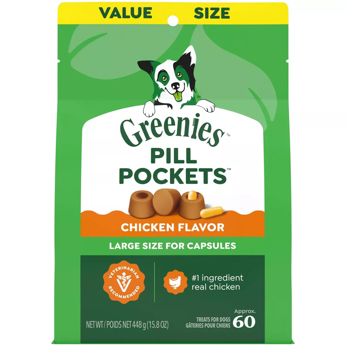 Greenies Chewy Dog Treats Pill Pockets Chicken Capsule Size