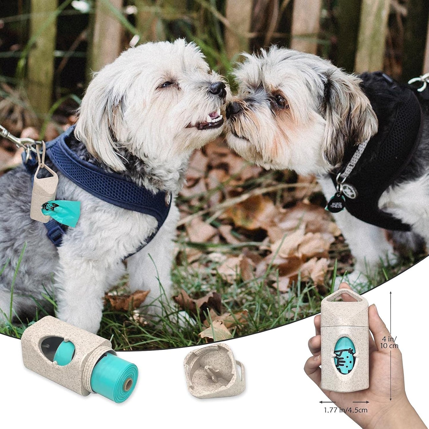 Poop Bags for Dog and Cat with Dispenser, Includes 210 Extra Thick and Leak-Proof Pet Poop Bags, 14 Refill Rolls with Recycled Core, Friendly to Earth