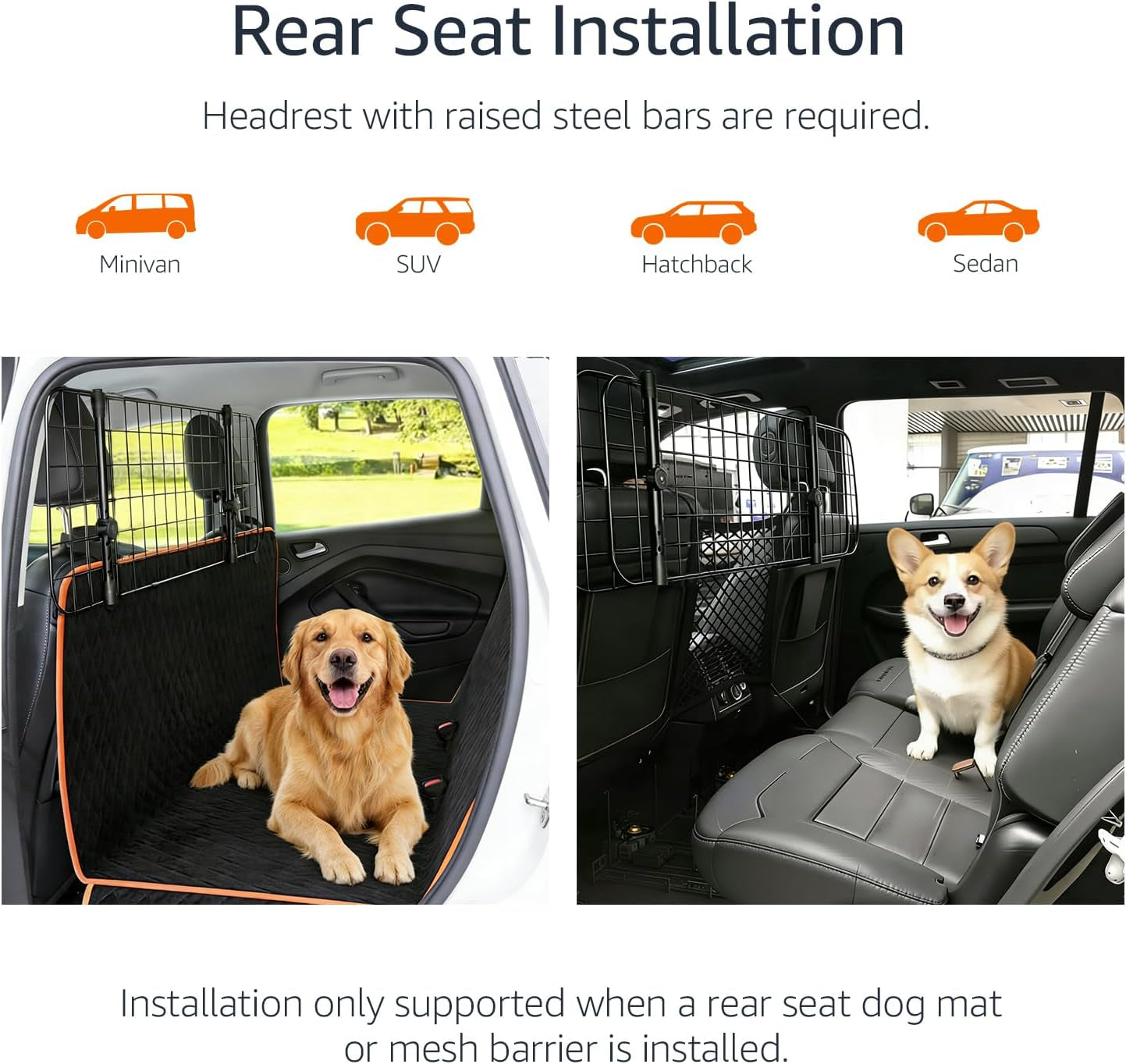 Adjustable Dog Car Barrier for Vehicles, 59.72 X 5.20 X 16.46 In, Black