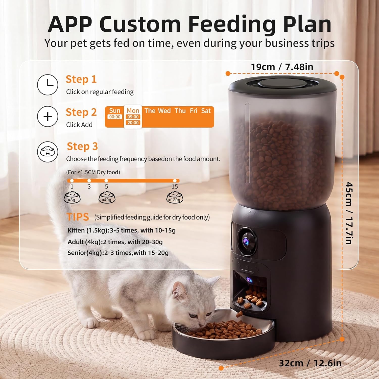 Automatic Cat Feeder with Dual Camera Gifts for Fathers Day, 5G Wifi App Control: 5L Automatic Dog Food Storage Container with 2K HD Video and Laser Pet Toy,Gift for Mom Dad Him Her Men Women