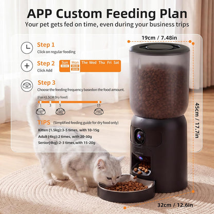 Automatic Cat Feeder with Dual Camera Gifts for Fathers Day, 5G Wifi App Control: 5L Automatic Dog Food Storage Container with 2K HD Video and Laser Pet Toy,Gift for Mom Dad Him Her Men Women