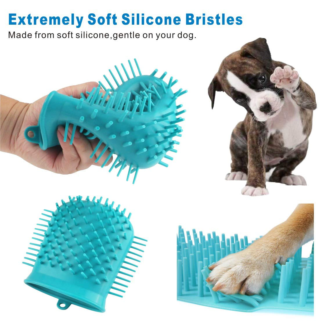 Dog Paw Cleaner Cup with Towel - Portable Pet Foot Washer and Grooming Brush for Dogs and Cats (Blue)