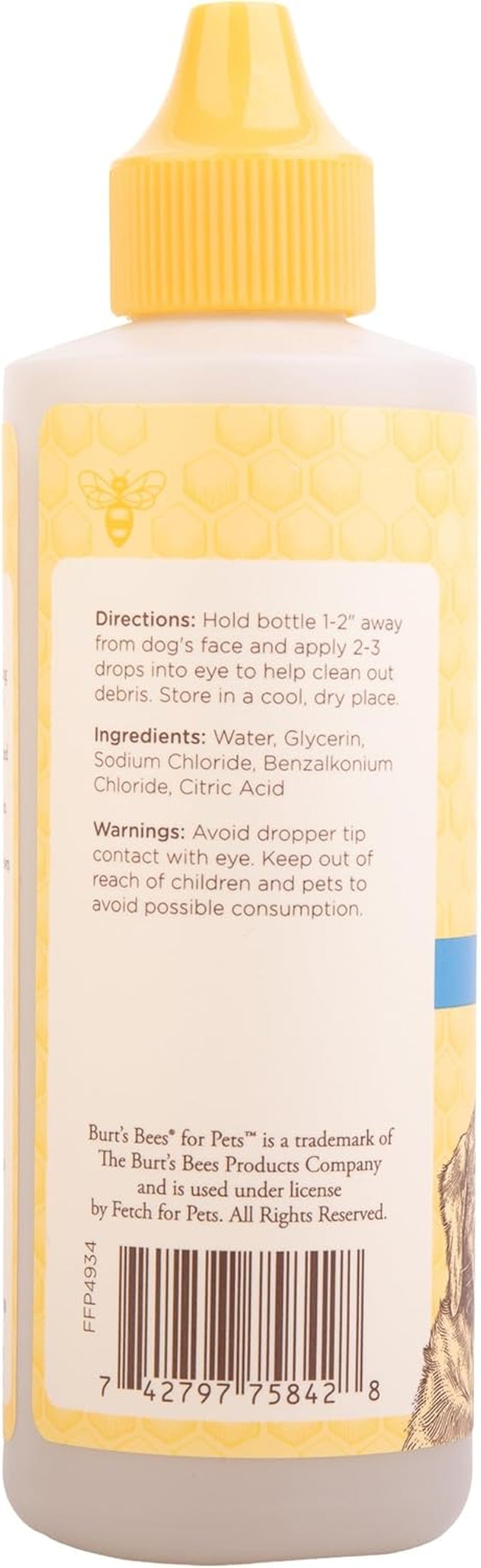 Dog Eye Wash with Saline Solution, Gentle Eye Cleaner for Dogs and Puppies, Tear Stain and Debris Rinse for Sensitive Eyes, Natural Origin Formula, 4 Fl Oz