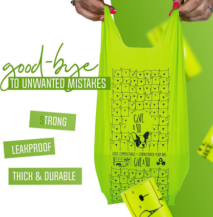 100% Certified Home Compostable Dog Poop Bags with Handles - 10% to Charity - ASTM D6400 & EN 13432 Compliant - 240 X Plant Based Compostable Poop Bags (20 Rolls)