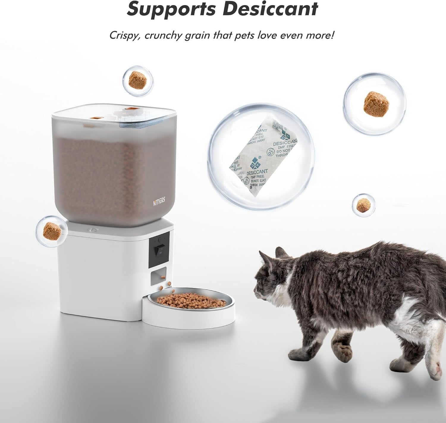 Automatic Dog & Cat Feeder with Camera & Wifi – 8L/34 Cups, 1080P Night Vision, 2.4 & 5G Wifi, 2-Way Talk, 10S Voice Recording, Timed Food Dispenser, up to 99 Portions, 15 Meals per Day