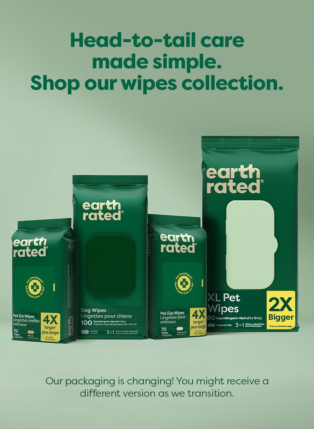 XL Pet Wipes for Dogs & Cats, Unscented Hypoallergenic, 60 Ct