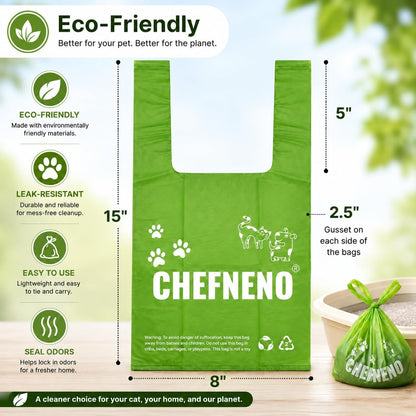 Cat Litter Waste Bags (500 Ct., Green) Bulk Dog Poop Bags with Easy Tie Handles Recycled Earth-Friendly Lavender Scented Cat Litter Poop Diaper Bag Disposable Sanitary Pad Waste Bags (500 Bags)