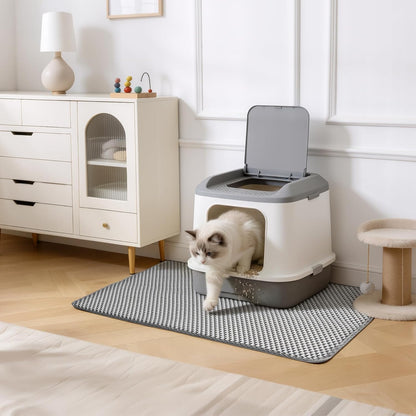 Cat Litter Mat 24X15 Inches, Honeycomb Double Layer Litter Trapping Mat, Waterproof Leakproof Urine Proof Cat Litter Box Mat for Cat Litter Box Area, Floor, Kitty Litter Rug