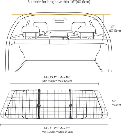 Adjustable Dog Car Barrier for Vehicles, 59.72 X 5.20 X 16.46 In, Black