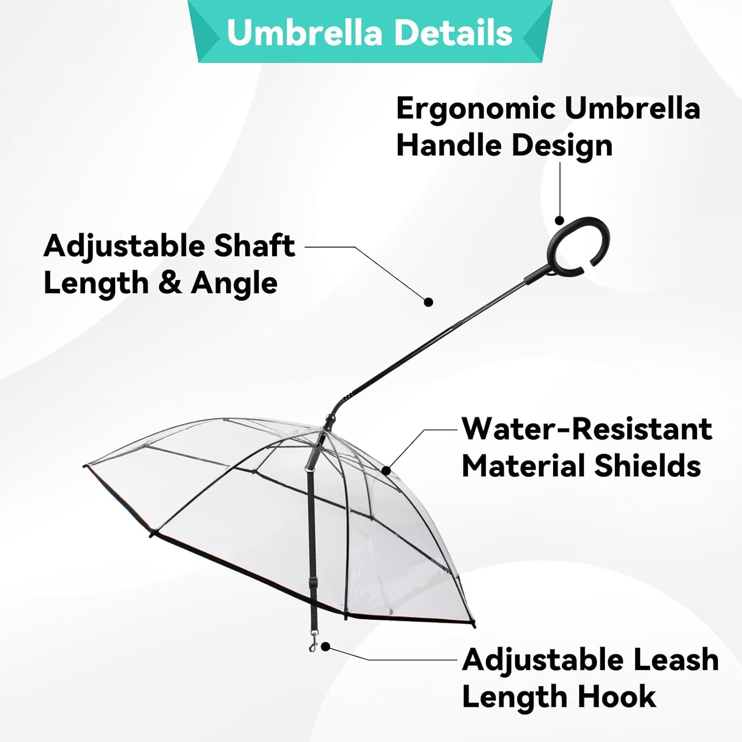 Clear Dog Umbrella for Small Breeds with Adjustable Leash - Waterproof Rain Gear for Outdoor Walks