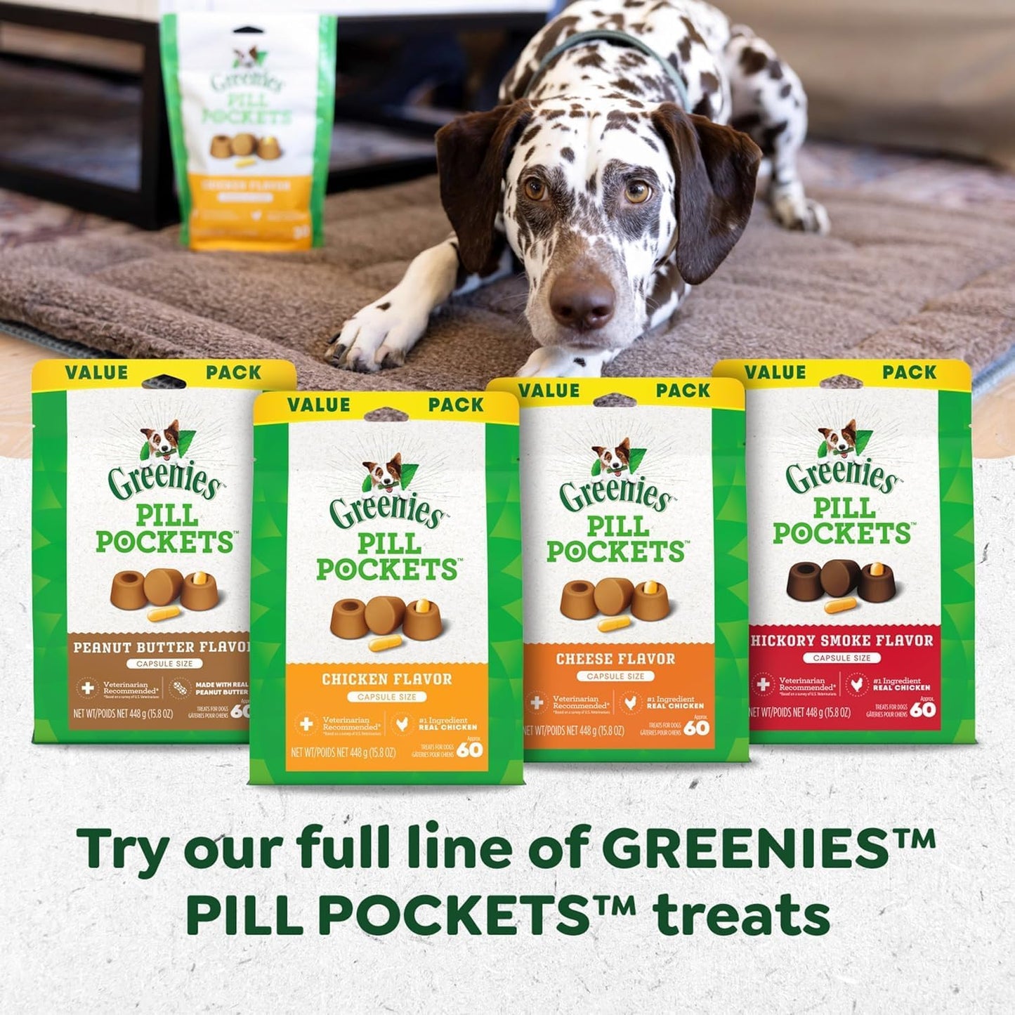 Greenies Pill Pockets Treats for Dogs Capsule Pouch, Chicken Flavor, 15.8-Ounce per Pack (3 Pack)