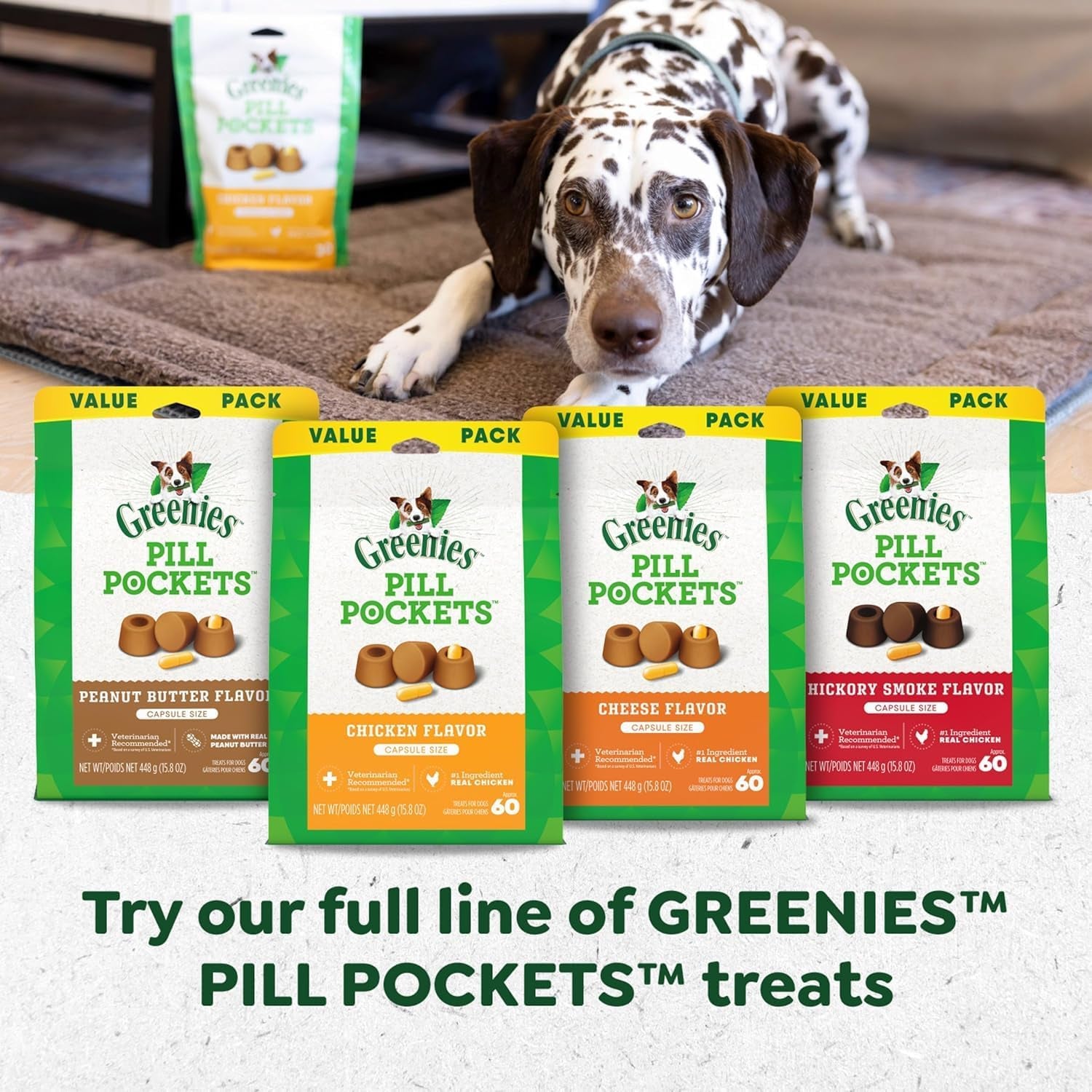 Greenies Pill Pockets Treats for Dogs Capsule Pouch, Chicken Flavor, 15.8-Ounce per Pack (3 Pack)