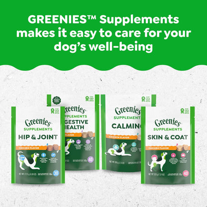 Greenies Supplements Hip and Joint Supplements for Dogs, with Chondroitin & Glucosamine for Dogs, Chicken Flavor, 6.08 Oz. Pouch, 30 Count