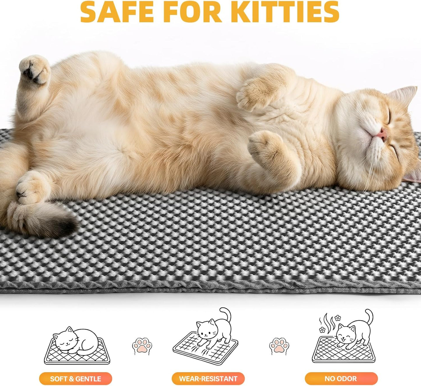 Cat Litter Mat 24X15 Inches, Honeycomb Double Layer Litter Trapping Mat, Waterproof Leakproof Urine Proof Cat Litter Box Mat for Cat Litter Box Area, Floor, Kitty Litter Rug
