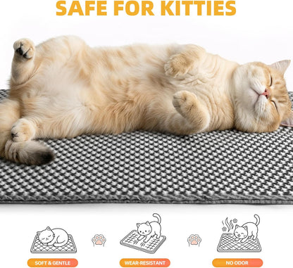 Cat Litter Mat 24X15 Inches, Honeycomb Double Layer Litter Trapping Mat, Waterproof Leakproof Urine Proof Cat Litter Box Mat for Cat Litter Box Area, Floor, Kitty Litter Rug