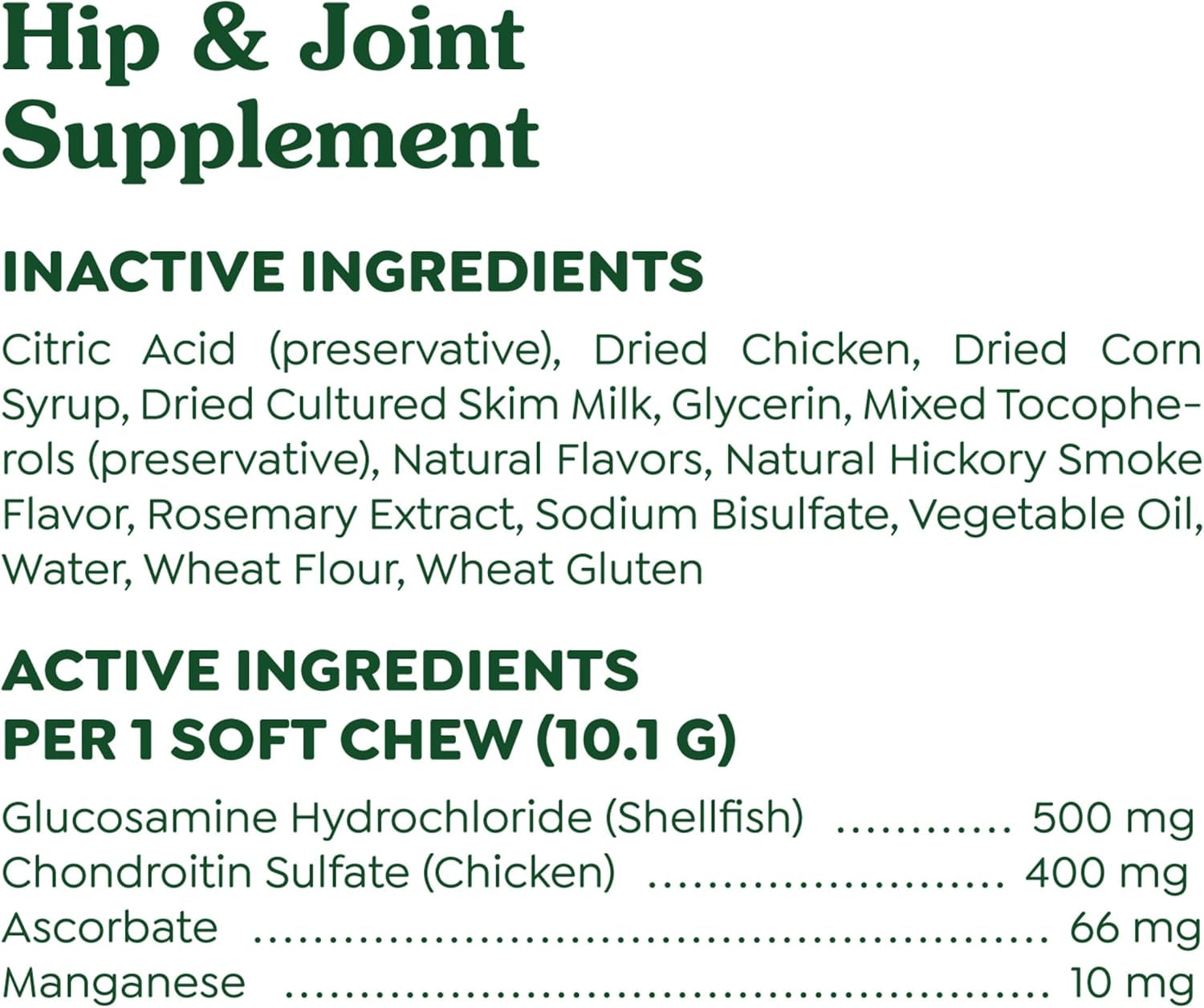 Greenies Supplements Hip and Joint Supplements for Dogs, with Chondroitin & Glucosamine for Dogs, Chicken Flavor, 6.08 Oz. Pouch, 30 Count