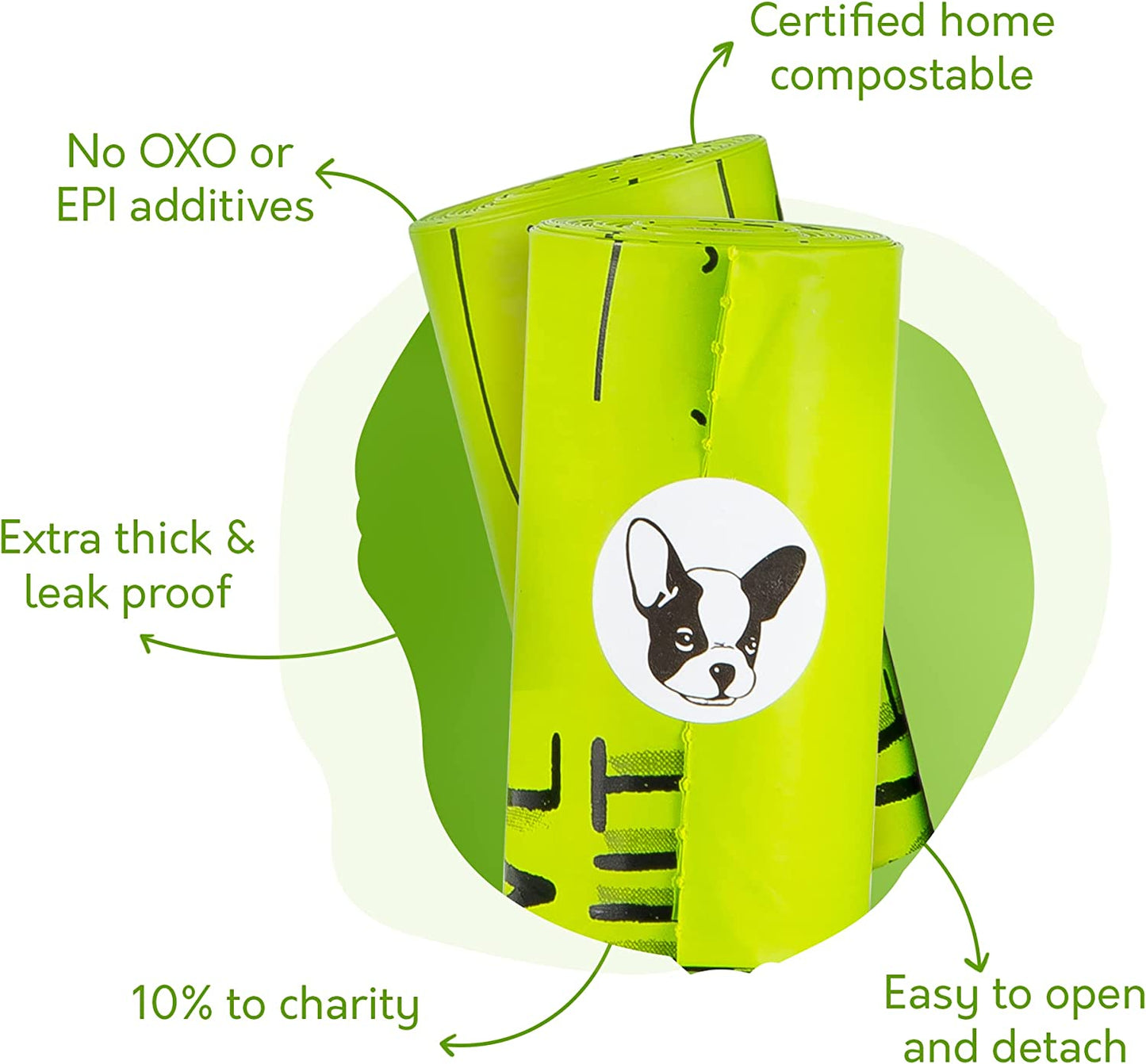 100% Certified Home Compostable Dog Poop Bags with Handles - 10% to Charity - ASTM D6400 & EN 13432 Compliant - 240 X Plant Based Compostable Poop Bags (20 Rolls)