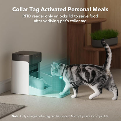 Bundle of  Upgraded RFID Automatic Cat Feeder, 2 Packs 5G Wi-Fi Automatic Pet Feeder, 3L Auto Cat Feeder App Control with Light Collar Tag +  6 Packs Pet Food Desiccant Bag