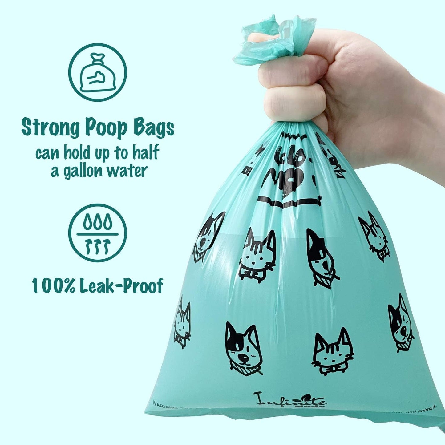 Poop Bags for Dog and Cat with Dispenser, Includes 210 Extra Thick and Leak-Proof Pet Poop Bags, 14 Refill Rolls with Recycled Core, Friendly to Earth