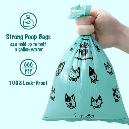 Poop Bags for Dog and Cat with Dispenser, Includes 210 Extra Thick and Leak-Proof Pet Poop Bags, 14 Refill Rolls with Recycled Core, Friendly to Earth