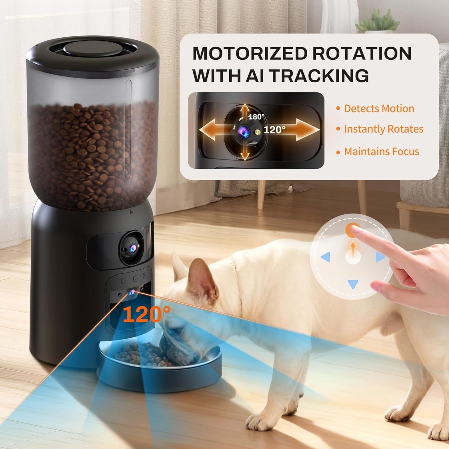 Automatic Cat Feeder with Dual Camera Gifts for Fathers Day, 5G Wifi App Control: 5L Automatic Dog Food Storage Container with 2K HD Video and Laser Pet Toy,Gift for Mom Dad Him Her Men Women