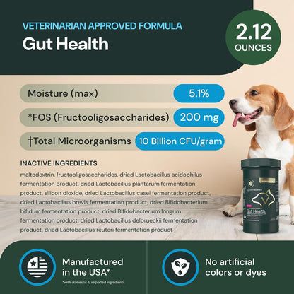 Veterinary Strength Gut Health Powder - Gut Health Supplement for Pets - Immunity Support - Pet-Friendly Probiotic Powder - Tasteless & Odorless - 60 Servings