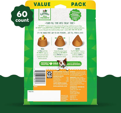 Greenies Pill Pockets Treats for Dogs Capsule Pouch, Chicken Flavor, 15.8-Ounce per Pack (3 Pack)