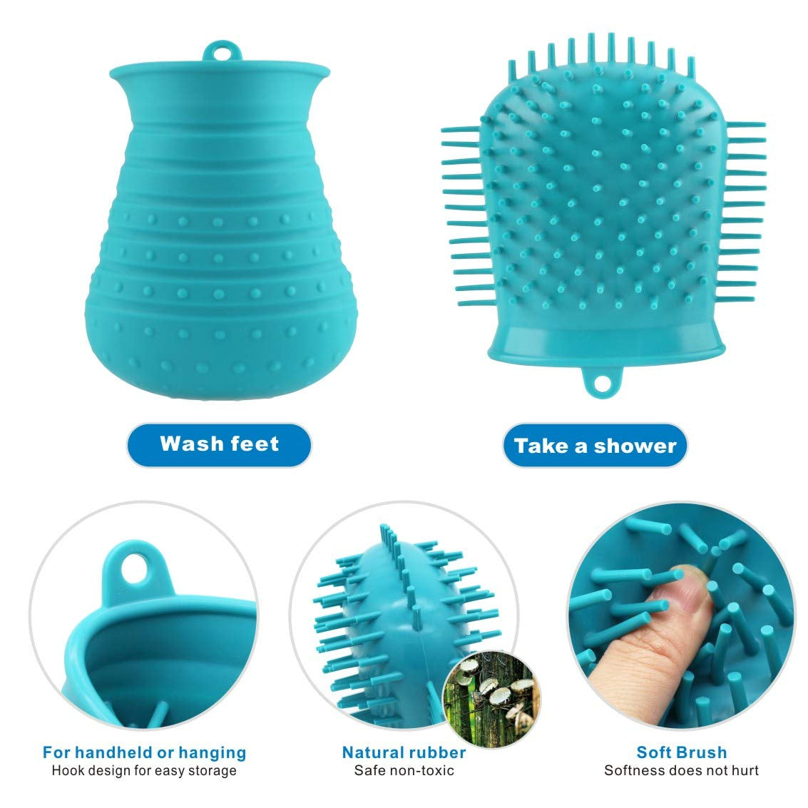Dog Paw Cleaner Cup with Towel - Portable Pet Foot Washer and Grooming Brush for Dogs and Cats (Blue)