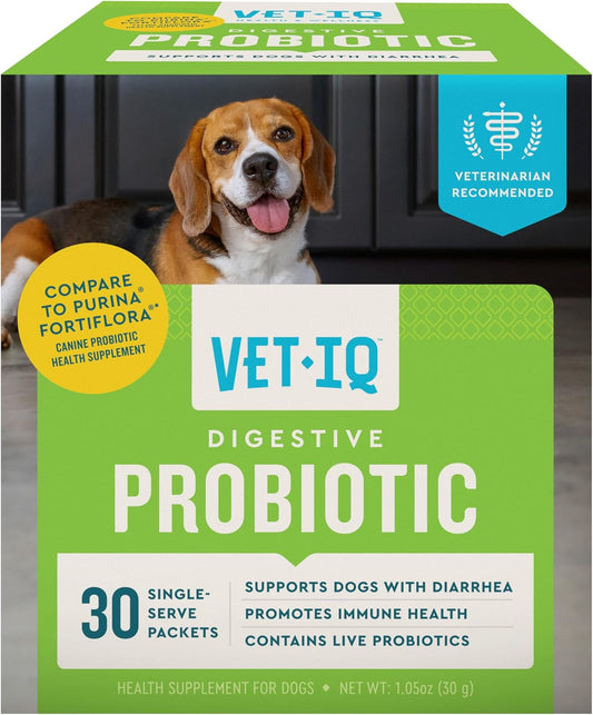 Digestive Probiotic Powder for Dogs 30-Count Single-Serve Packets with Enterococcus Faecium Live Probiotics Chicken Liver Flavor Supports Gut Health and Diarrhea Relief