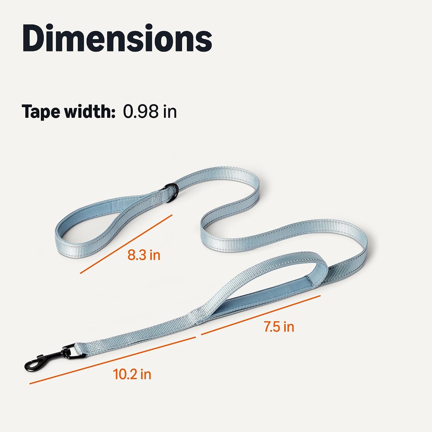 Reflective Dog Leash with Dual-Padded Handles and D Ring, 6Ft