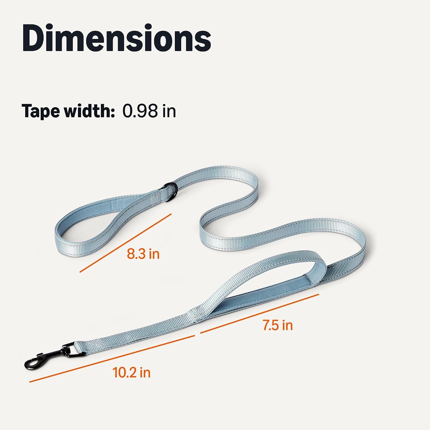 Reflective Dog Leash with Dual-Padded Handles and D Ring, 6Ft