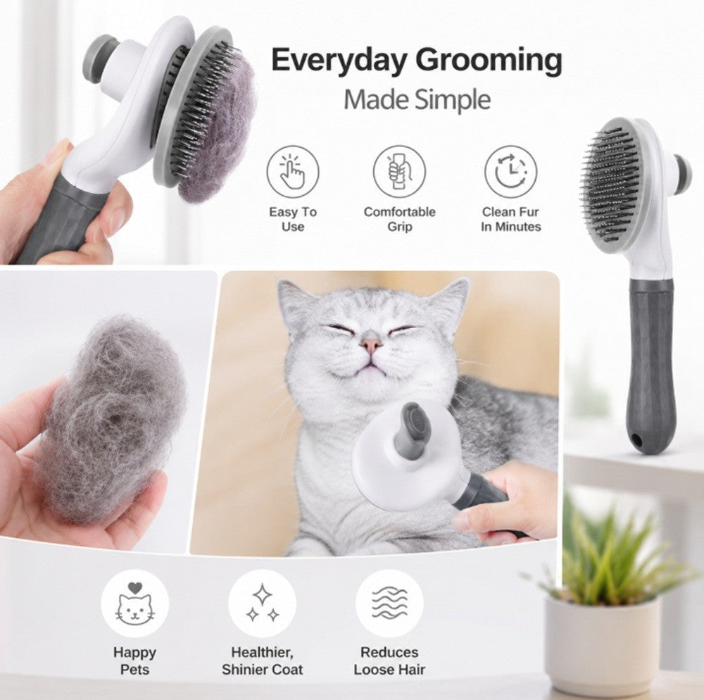 Self-Cleaning Pet Hair Remover Brush and Deshedding Grooming Comb for Dogs and Cats