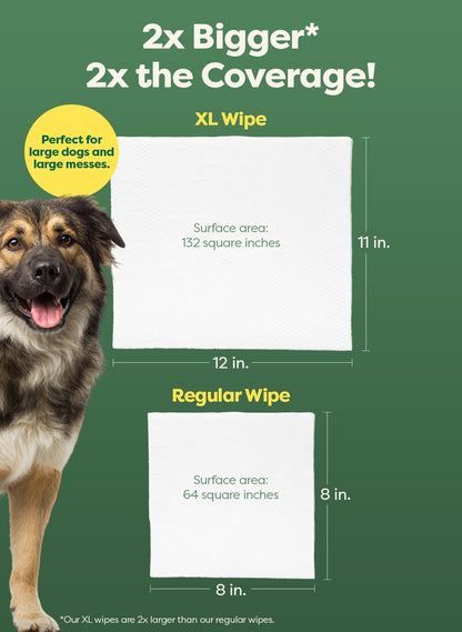 XL Pet Wipes for Dogs & Cats, Unscented Hypoallergenic, 60 Ct